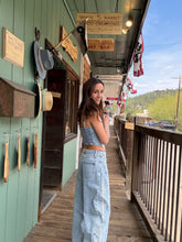 Denim Paisley Embroidered Top