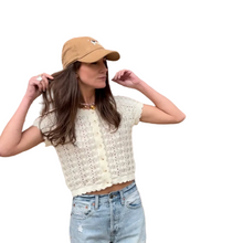 Pointelle cardigan top