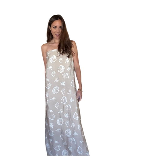 Strapless Shell Print Dress
