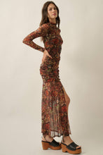 Floral Mesh Knot-Waist Maxi Dress