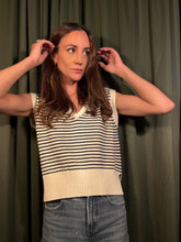 V-Neck Striped Knit Collar Tank