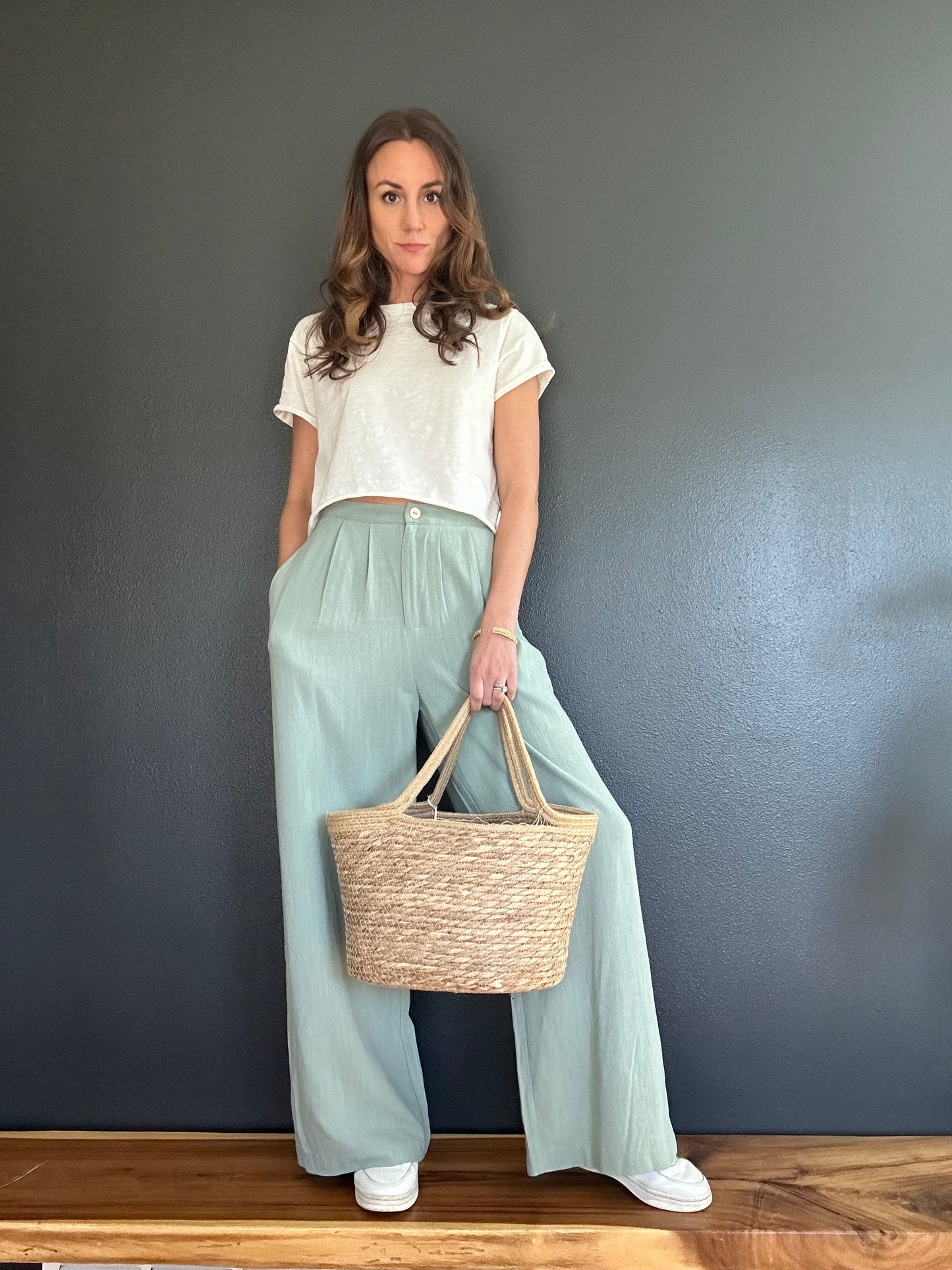 Botanical Linen Elastic Trousers