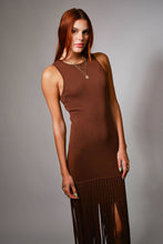 Fringe Hem Knit Maxi Dress