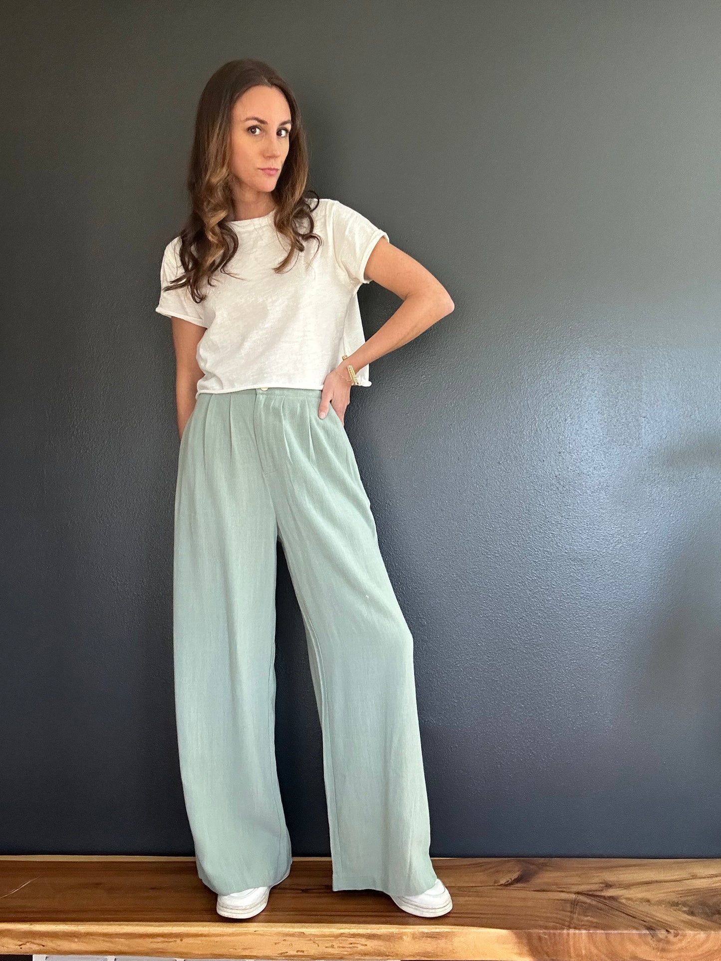 Botanical Linen Elastic Trousers