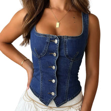 Dark Breasted Denim Tank Top