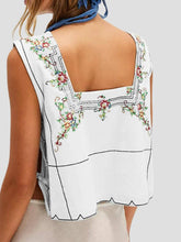 Boho Embroidered Tie Up Tank