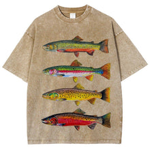 Rainbow Trout fish printed washed cotton tees