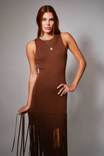 Fringe Hem Knit Maxi Dress