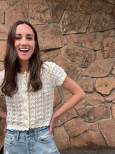Pointelle cardigan top