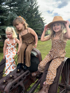 Paisley Smocked Ruffle Jumpsuit- Russet Floral