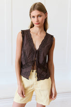 Tie Front Lace Trim Top