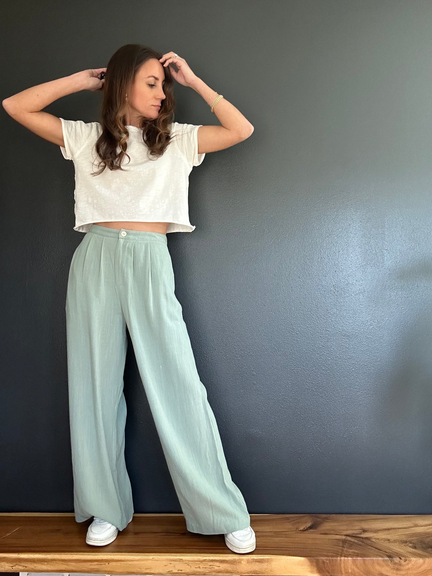 Botanical Linen Elastic Trousers