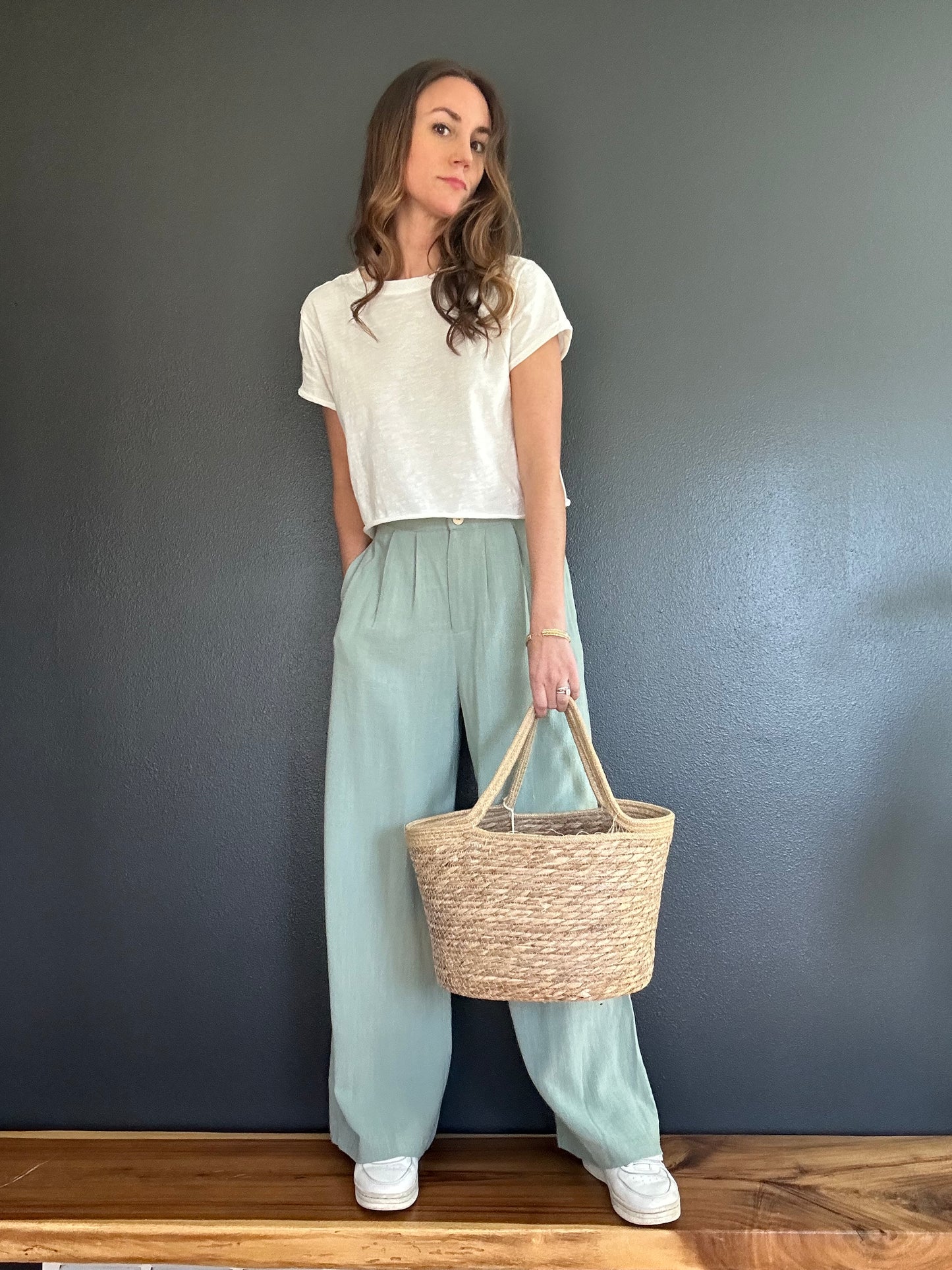 Botanical Linen Elastic Trousers