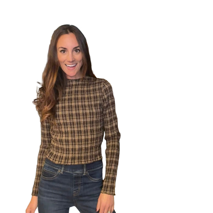 Plaid Smocked Crop Top