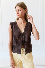 Tie Front Lace Trim Top