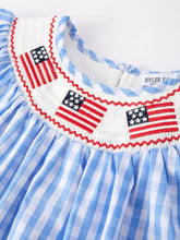 Flag Embroidery Smocked Dress