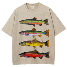 Rainbow Trout fish printed washed cotton tees
