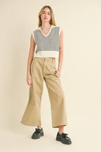 V-Neck Striped Knit Collar Tank