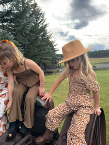 Paisley Smocked Ruffle Jumpsuit- Russet Floral