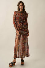 Floral Mesh Knot-Waist Maxi Dress