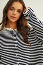Striped Button Front Cardigan