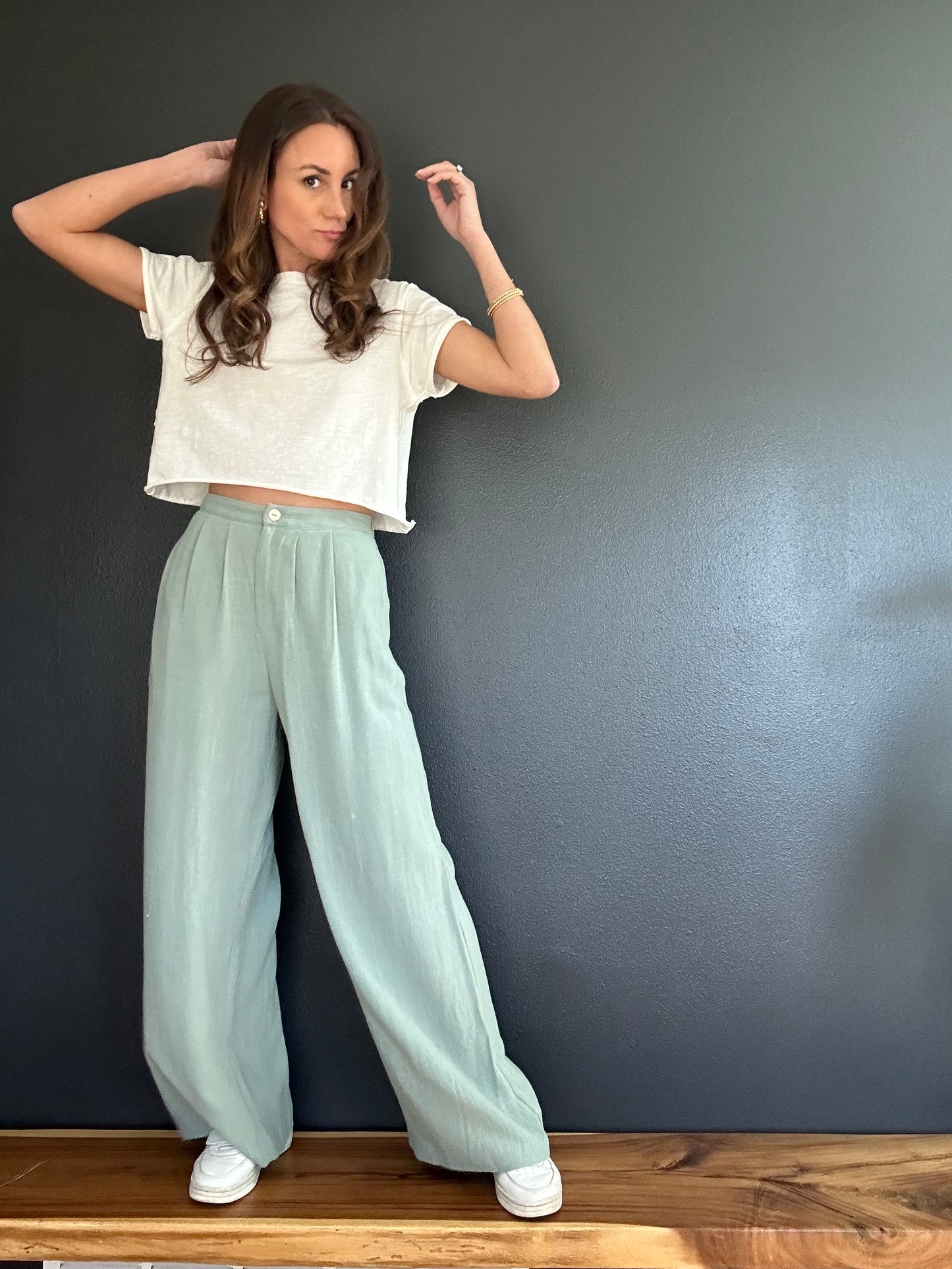 Botanical Linen Elastic Trousers