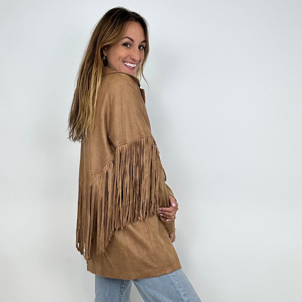 She's Magic Suede Fringe Shacket