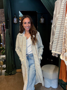 Marceau Houndstooth Coat - Cream Multi