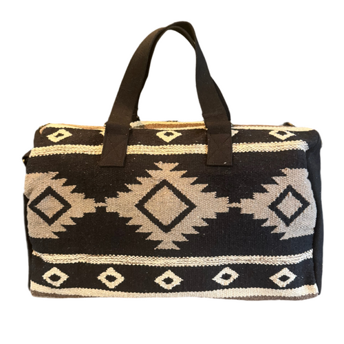 Aztec Duffle Bag- Black, Taupe & Cream