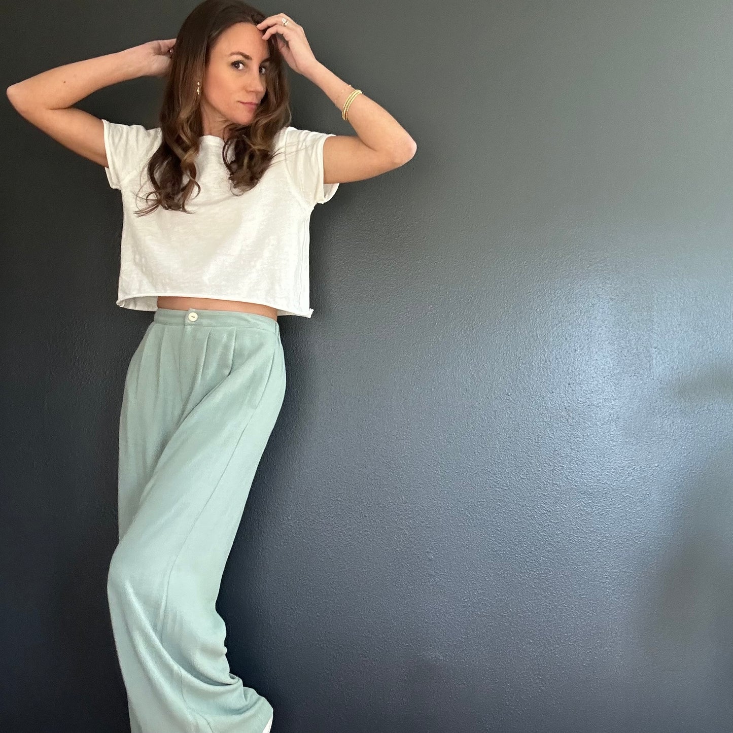 Botanical Linen Elastic Trousers