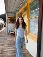 Denim Paisley Embroidered Top