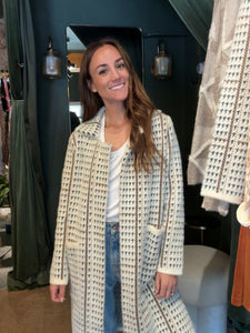 Marceau Houndstooth Coat - Cream Multi
