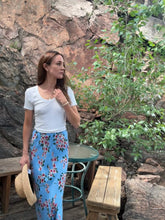 Blue Floral Maxi Skirt