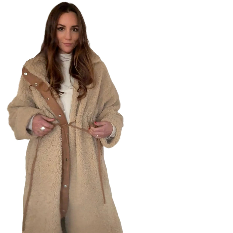 Faux Shearling Drawstring Coat – Seventy West