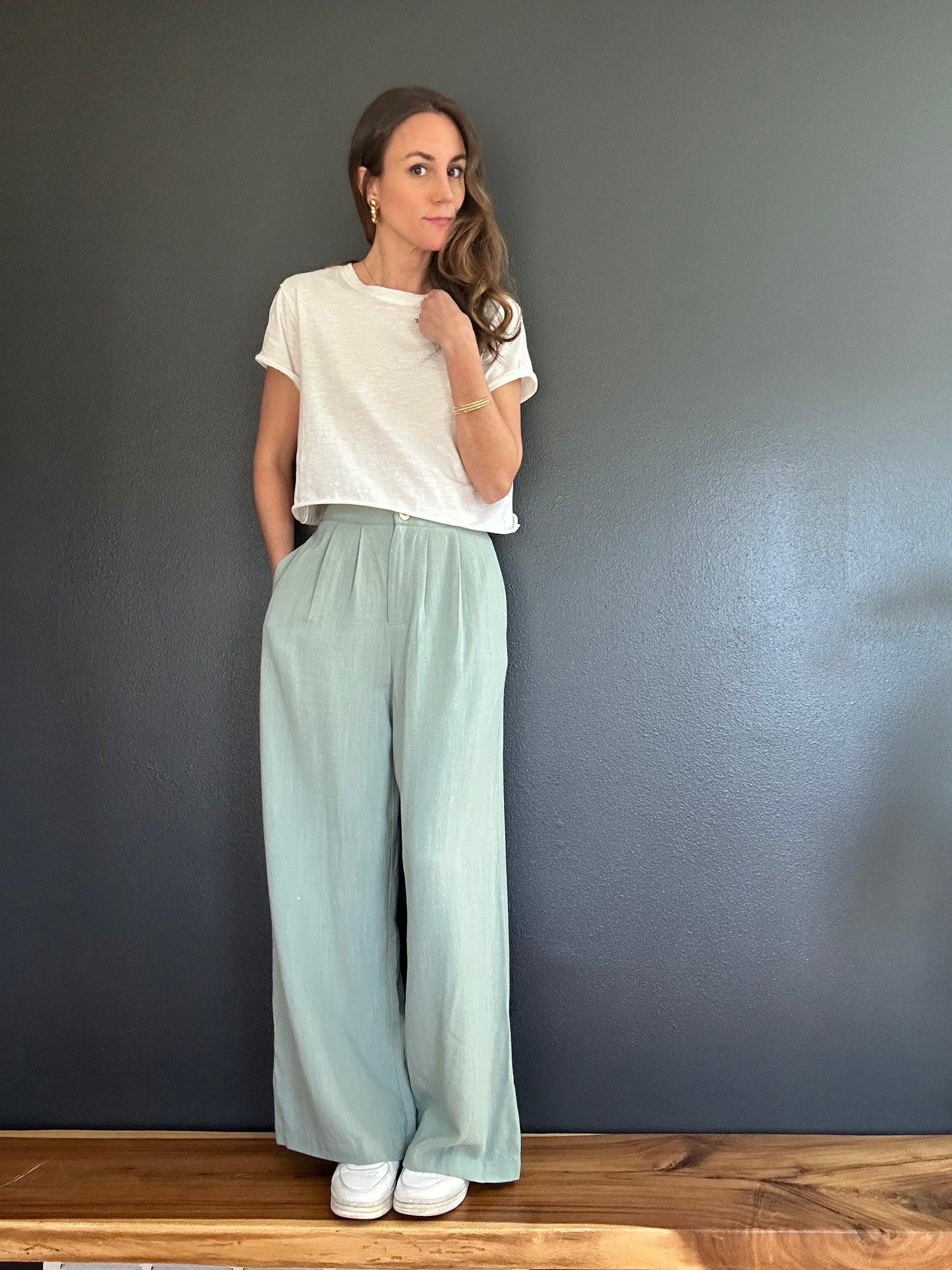 Botanical Linen Elastic Trousers