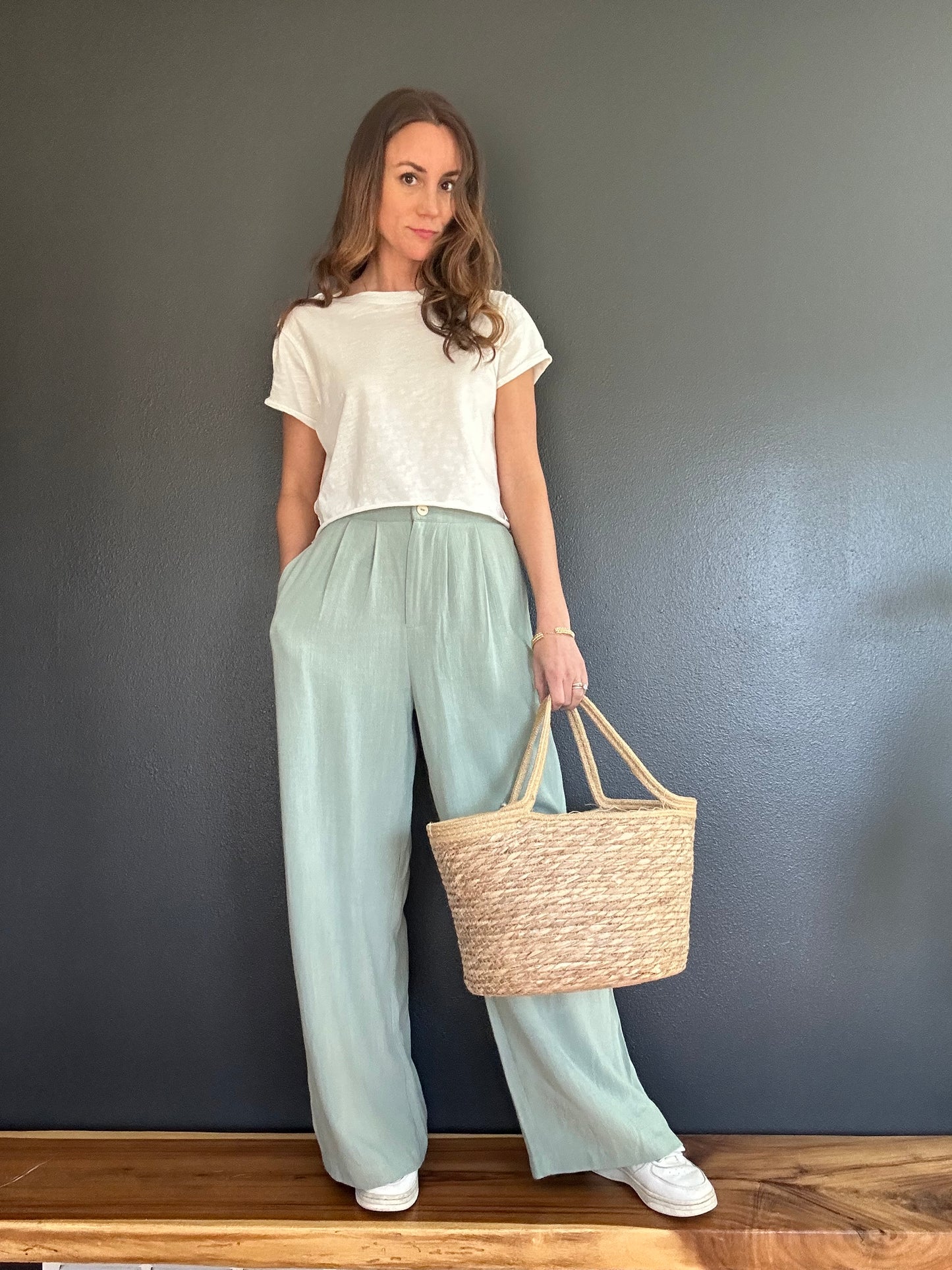 Botanical Linen Elastic Trousers