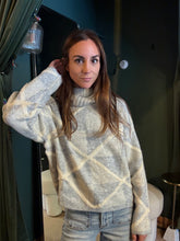 Diamond Pattern Turtleneck Sweater- Dusty Blue