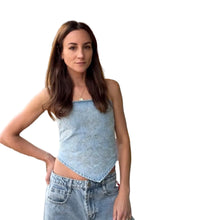 Denim Paisley Embroidered Top