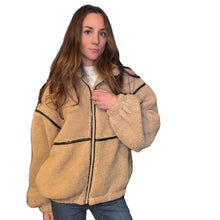 Leather Trim Sherpa Jacket