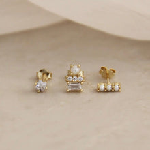 Pearl CZ Diamond Stud Earring Set