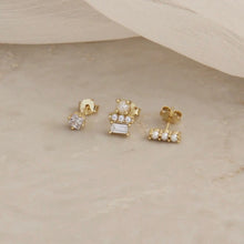 Pearl CZ Diamond Stud Earring Set