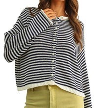 Striped Button Front Cardigan