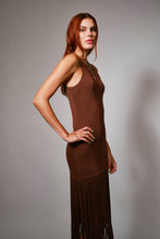 Fringe Hem Knit Maxi Dress