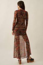 Floral Mesh Knot-Waist Maxi Dress