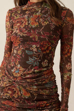 Floral Mesh Knot-Waist Maxi Dress