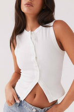 Ribbed Button Tank Top