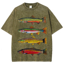 Rainbow Trout fish printed washed cotton tees