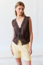 Tie Front Lace Trim Top