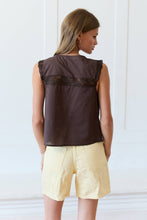 Tie Front Lace Trim Top