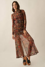 Floral Mesh Knot-Waist Maxi Dress